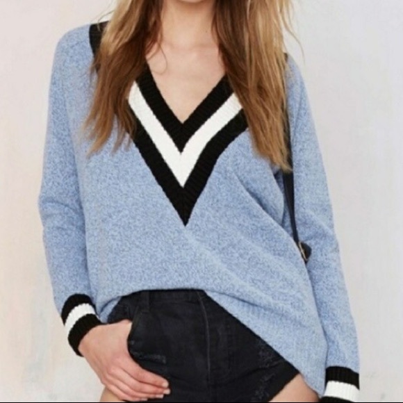 Nasty Gal Sweaters - Truehitt Nasty Gal Varsity V-Neck Knit Sweater S